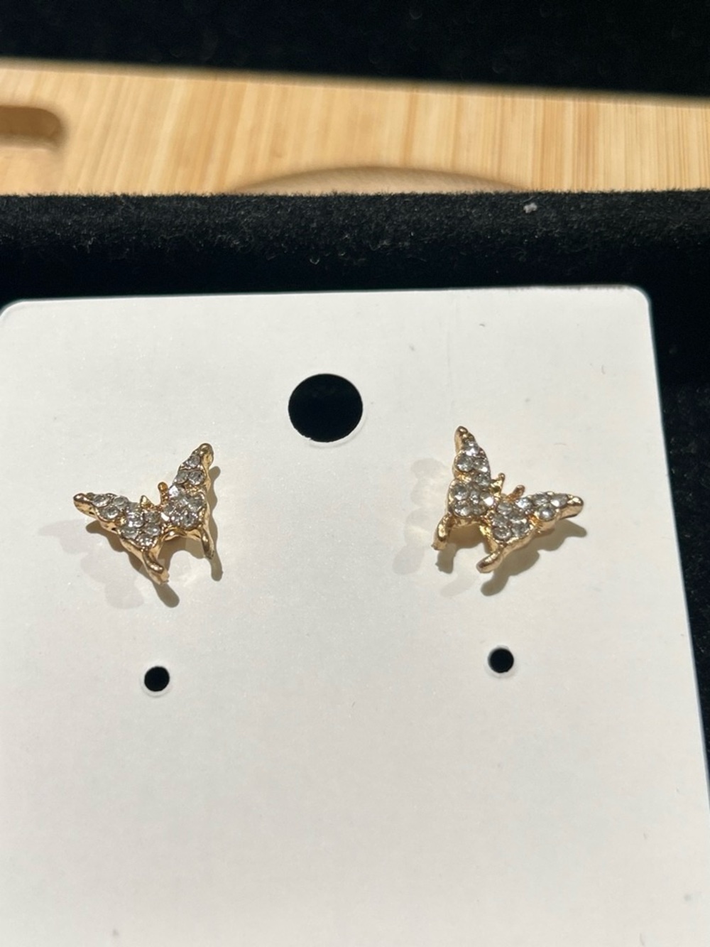 Gold Color Butterfly rhinestones  Stud Earrings - Women Jewelry